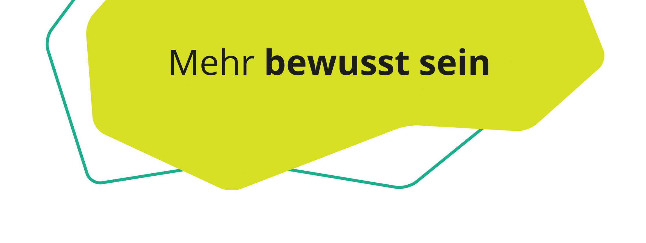MS&ich: Patienten berichten Der Satz "Mehr bewusst sein" auf einer gelben geometrischen Form