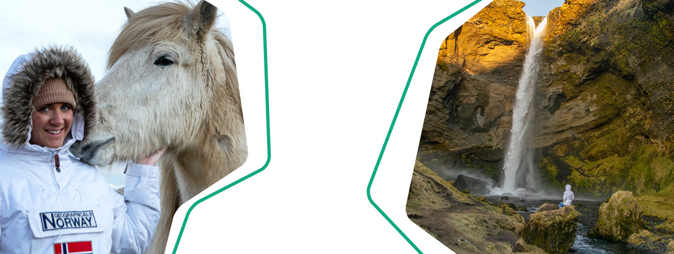 MS&ich: Patienten berichten Patientin Louisa mit einem Pferd und vor einem Wasserfall
