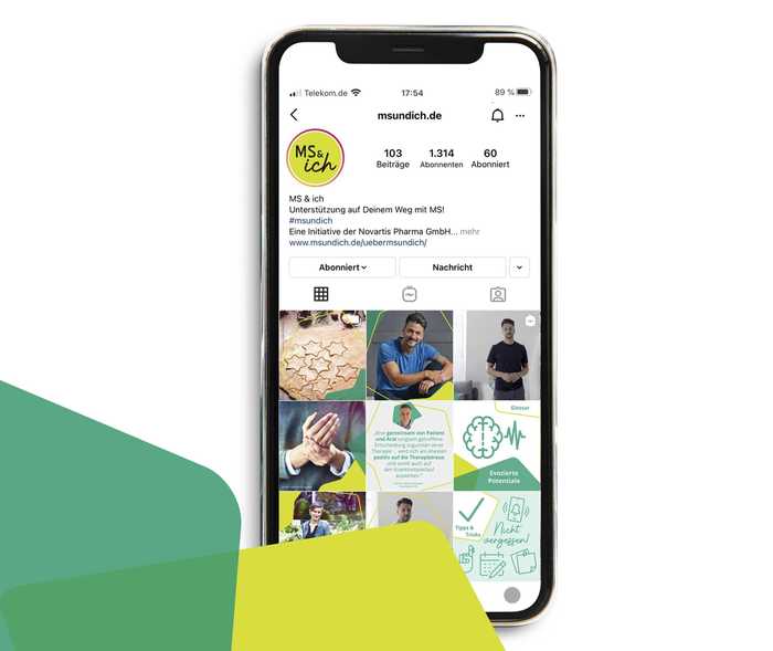 Das Bild zeigt ein Smartphone, welches die Instagram Seite der MS und ich geöffnet hat Das Bild zeigt ein Smartphone, welches die Instagram Seite der MS und ich geöffnet hat