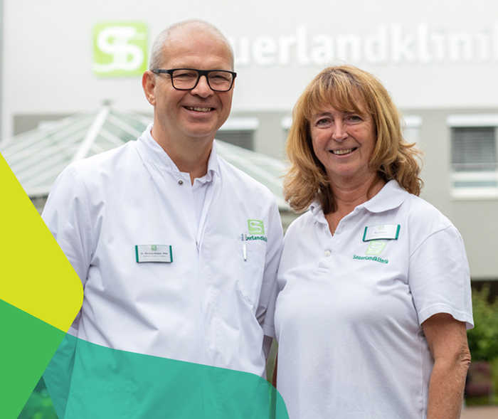 Das Bild zeigt Dr. med. Markus Heibel, Chefarzt, und Gabriele Buchstein, Leiterin der Physiotherapie Das Bild zeigt Dr. med. Markus Heibel, Chefarzt, und Gabriele Buchstein, Leiterin der Physiotherapie