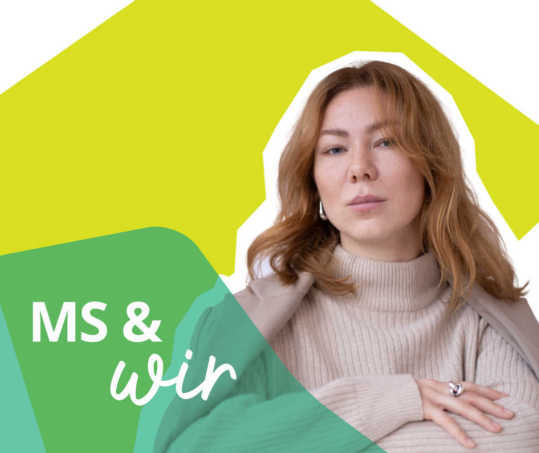 MS&ich: Patienten berichten Patientin Sandra schaut entschlossen in die Kamera